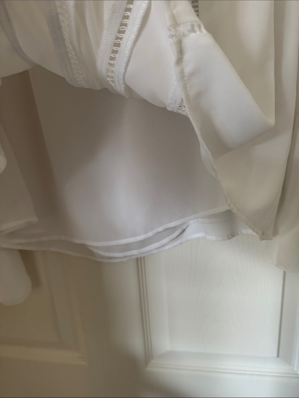 White House Black Market White Ruffle Long Sleeve Dressy Blouse Top Work 14 - Picture 5 of 6